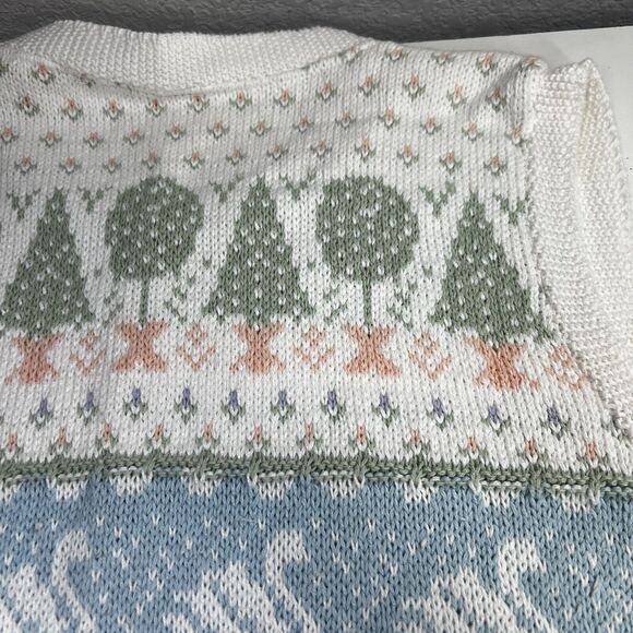 The Villager Women's XL 38 kawaii Knit cottage core swan Sweater Vest - Picture 9 of 9